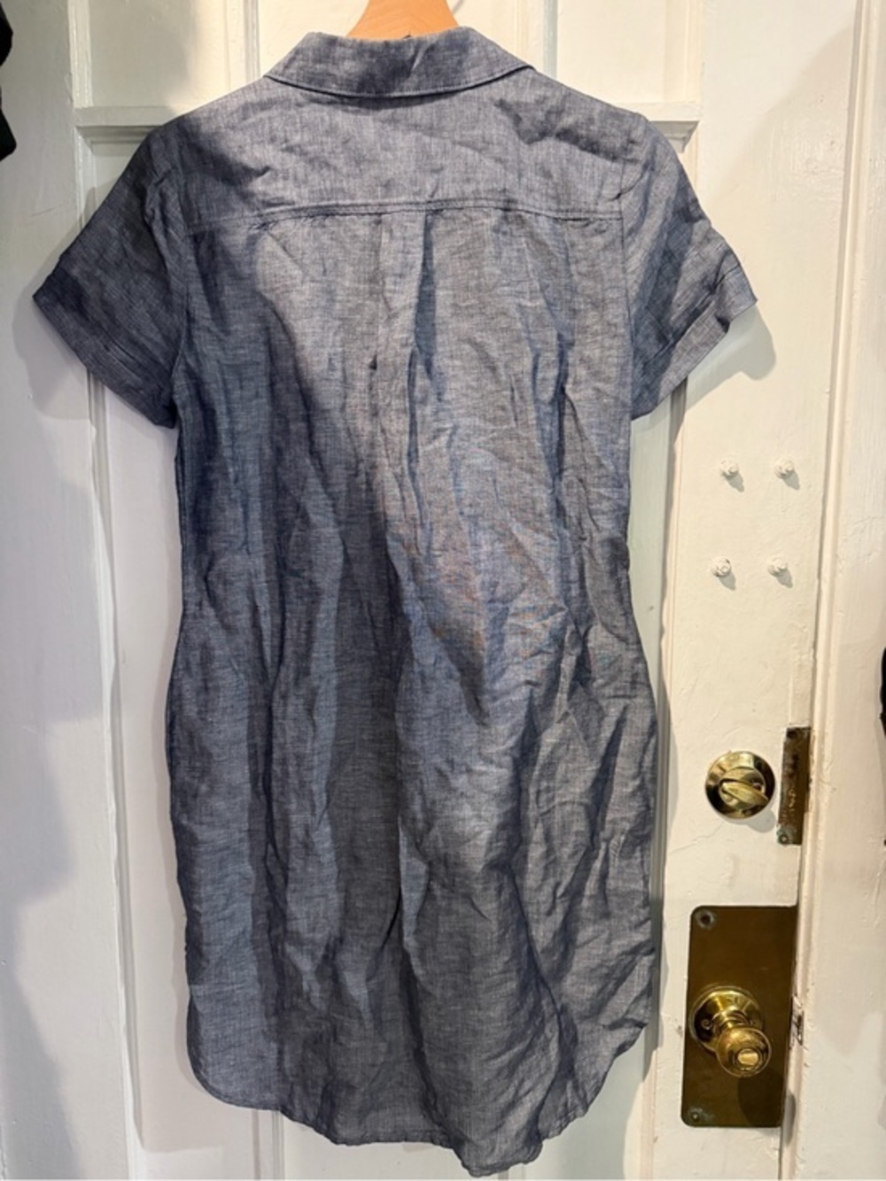 Banana Republic Short-Sleeve Chambray Button-Down Dress - Denim Blue